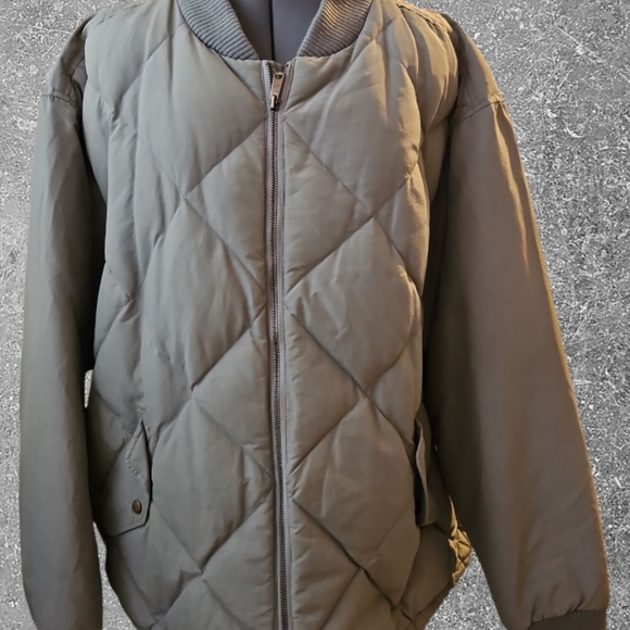 Vintage Eddie Bauer Goose Down Bomber Puffer Jacket Coat Mens XL Olive Rare - Picture 1 of 4
